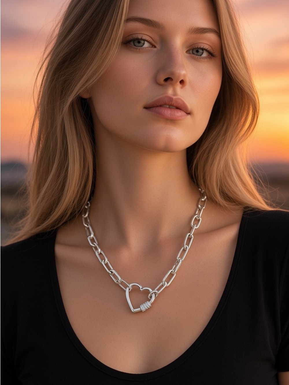 Dyadema Bronze Italy Silver-Tone Paperclip Chain Necklace